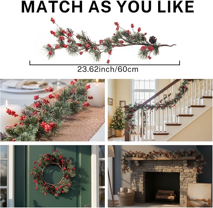 MOYEE Christmas Winter Centerpieces for Tables Candle Ring, Black Metal Candlestick with an Artificial Wreaths 14 in Versatile Dining Table Centerpiece Decor (Pine Needle Wreath)