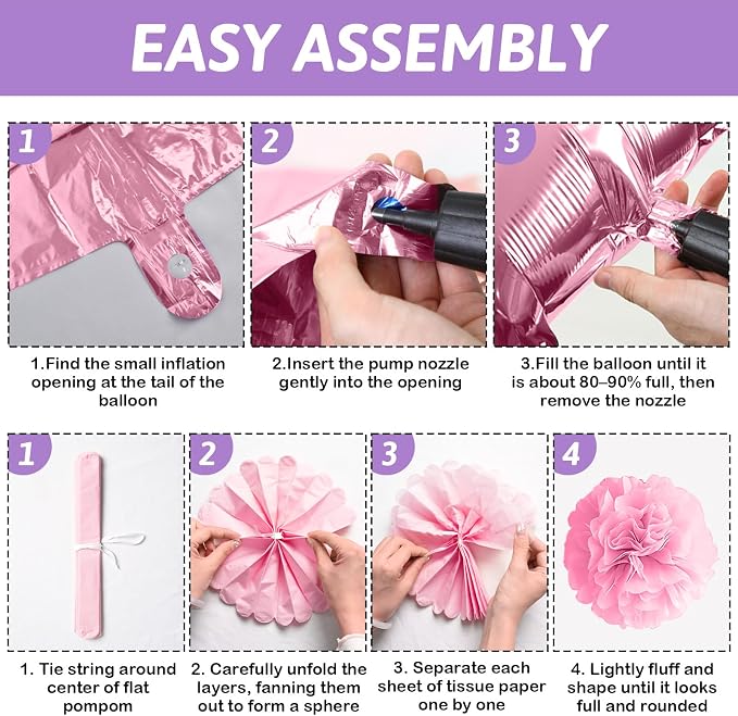 Butterfly Baby Shower Decorations for Girl, Sweet Baby Girl Banner with Pearl Pastel Purple Light Pink Latex Foil Balloons Cake Topper Pom Poms for A Little Butterfly Is On The Way Decoration Supplies