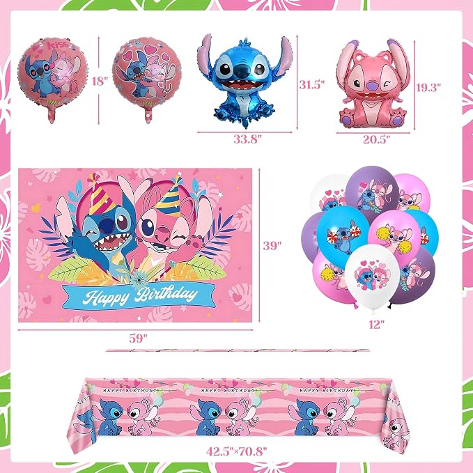 Pink Birthday Party Decorations Kit, Includes Happy Birthday Banner, Foil Balloons, Tablecloth, Backdrop, for Adult Themed Party Supplies