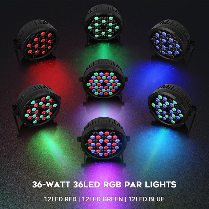 36LEDs RGB Stage Par Lights - OPPSK 36W Sound Activated Multi Modes - Remote DMX Control - Corded Electric - Uplights for Events DJ Music Dance Party Wedding Church Bar Club Stage Lighting (2Pack)