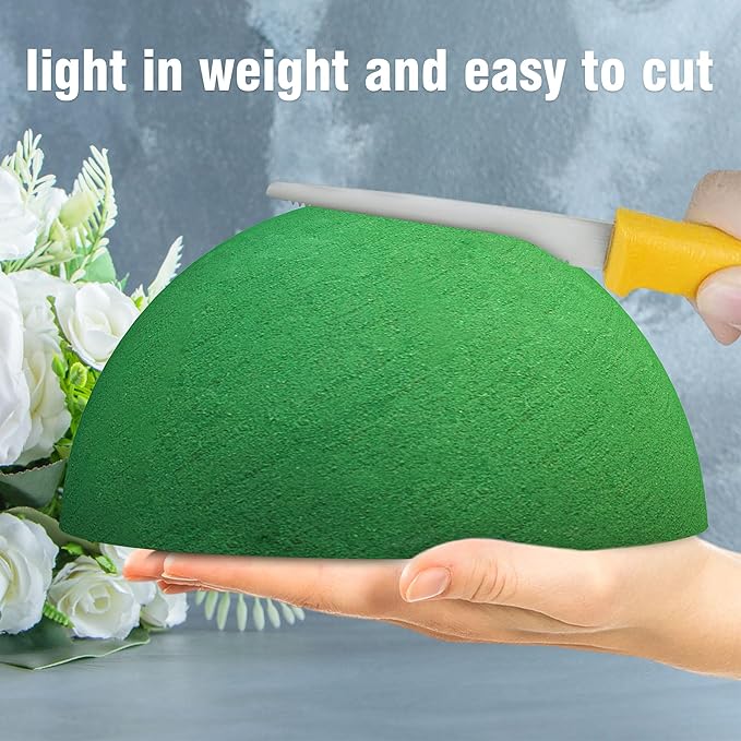 Max Shape Floral Foam Half Ball 7.48" for Floral Arrangements, Round Floral Foam Half Balls Green, Wet Flower Foam for Fresh Flowers