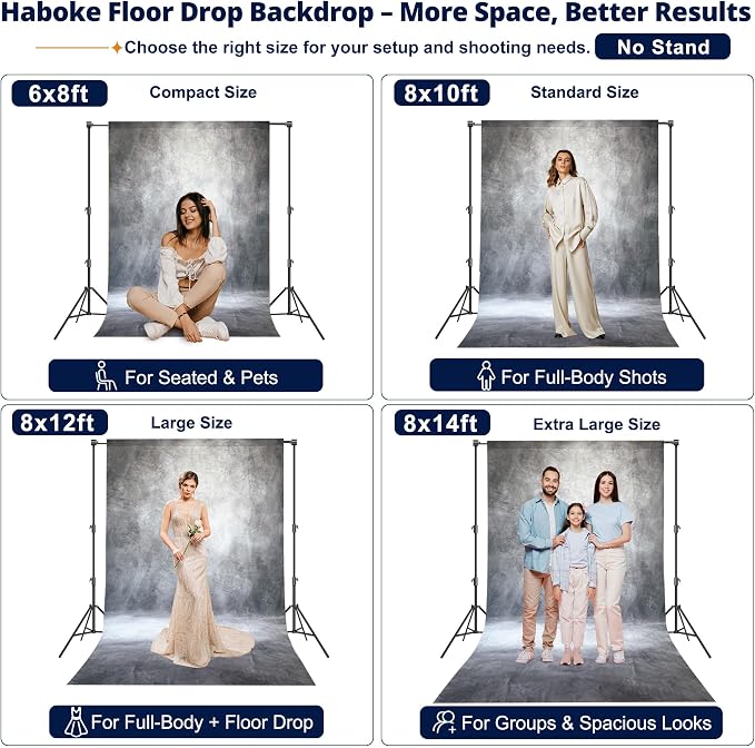 Abstract Professional Photography Backdrop for Portrait Photo Props Booth Background Photoshoot Studio with Polyester Fabric Roller Pocket on Top (8x14ft,Grey,No Stand)