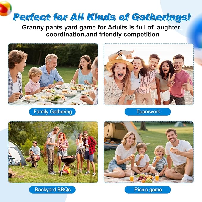 Granny Pants Yard Game Sets,4PCS Granny Pants Family Party Outdoor Games with Bouncy Balls for Adults and Kids,The Family Reunion Ultimate Backyard Party Games