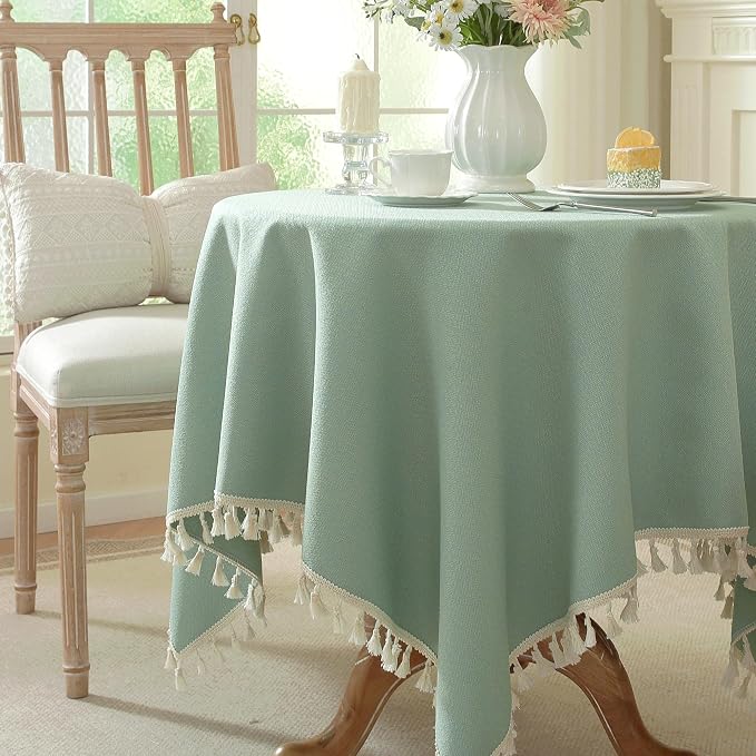 Table Cloth Square Table with Waterproof, Spring Tablecloth with Tassel,Tablecloths for Protect Table Dining, Party and Camping