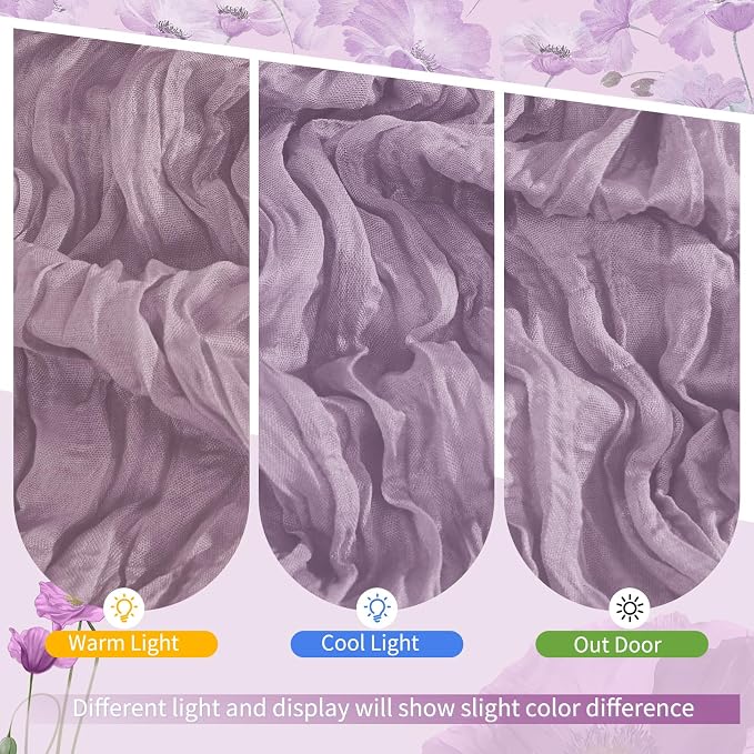 4 Pack Purple Cheesecloth Table Runner 17 x 108 inch Boho Gauze Table Runner Rustic Sheer Cheese Cloth Table Decorations for Wedding Party Baby Bridal Shower Birthday Holiday Home