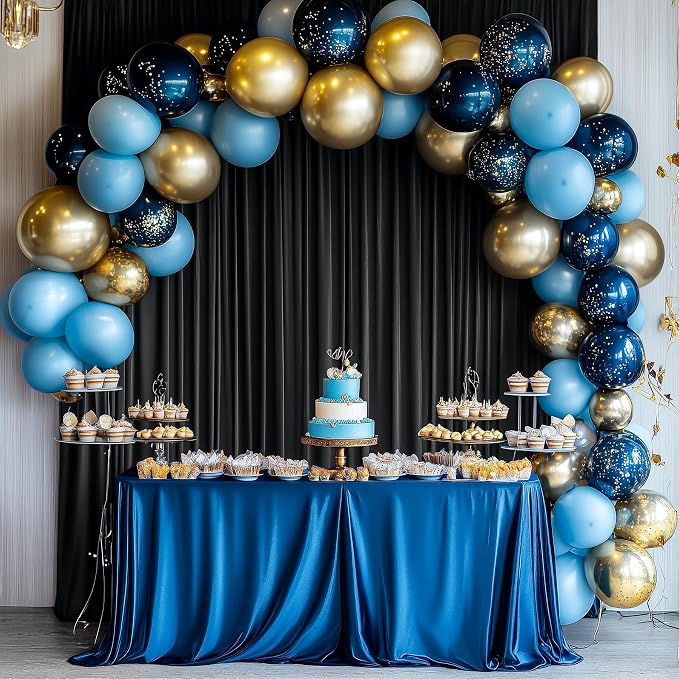 20ft x 15ft Black Backdrop Curtain for Parties, Wrinkle Free Polyester 4 Panels 5x15ft Photo Backdrop Drapes Back Drop Cloth for Wedding Birthday Party Baby Shower Photography Background