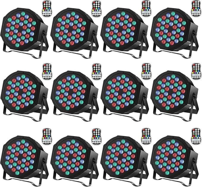 Rechargeable Stage Par Lights U`King RGB 36 LED Uplights Battery Powered with RGB 36W DJ Uplights Sound Activated Control for Wedding DJ Disco Events Halloween Church Live Party - 12 Pack