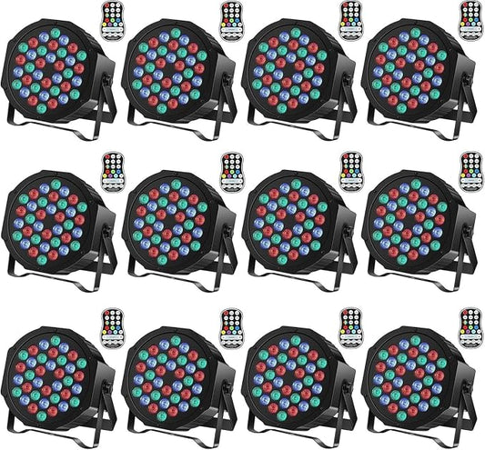 Rechargeable Stage Par Lights U`King RGB 36 LED Uplights Battery Powered with RGB 36W DJ Uplights Sound Activated Control for Wedding DJ Disco Events Halloween Church Live Party - 12 Pack