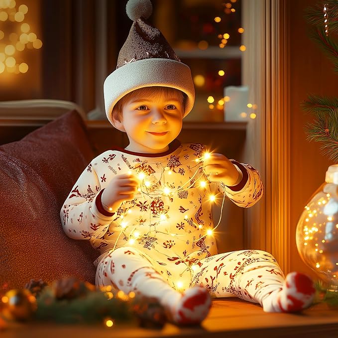 Minetom Fairy Lights Plug in, 33Ft 100 LEDs Waterproof Silver Wire Firefly Light, Adaptor Included, Starry String Lights for Wedding Patio Indoor Outdoor Christmas Decorations, Warm White