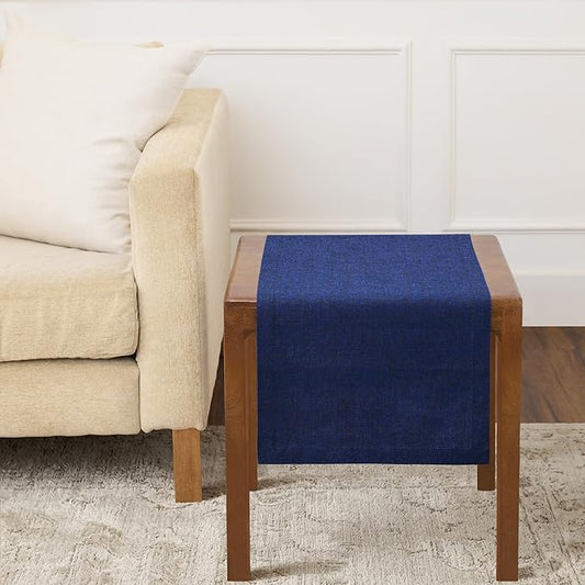 Solino Home Linen Short Table Runner 36 Inches - Athena, 100% Pure Linen Royal Blue Table Runner 14 x 36 Inch Ideal for Dresser and Coffee Tables - Mothers Day