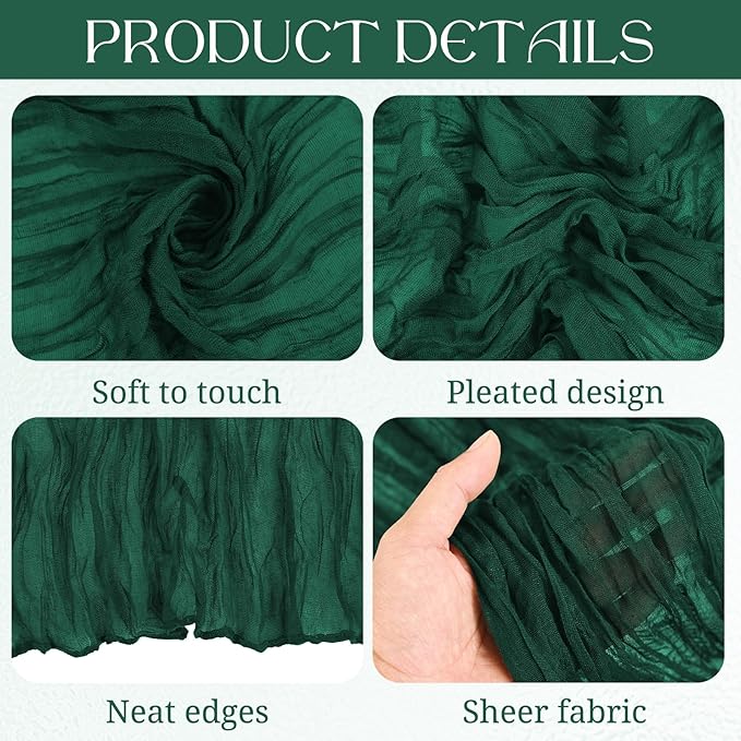 16 Pack Cheesecloth Table Runner 13Ft Boho Gauze Table Runner 35×157 Inch Rustic Romantic Long Table Runner for Wedding Party Bridal Shower Thanksgiving Christmas Decoration(Emerald Green)