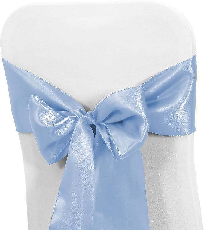 Obstal 50 PCS Satin Chair Sashes Bows for Wedding Reception- Universal Chair Cover Back Tie Supplies for Banquet, Party, Hotel Event Decorations