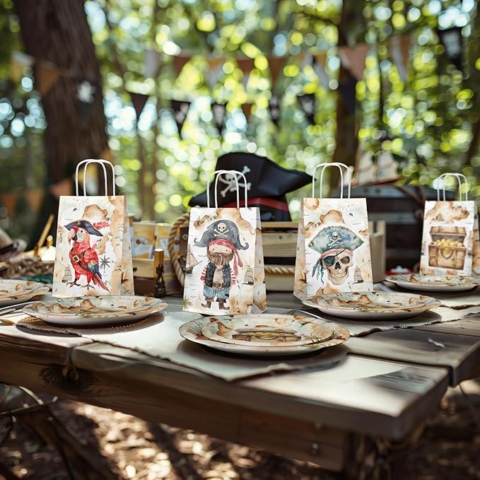 Pirate Birthday Party Supplies for 40 Guests, Treasure Map Pirate Plates and Napkins Set, Pirate Party Decorations for Boys