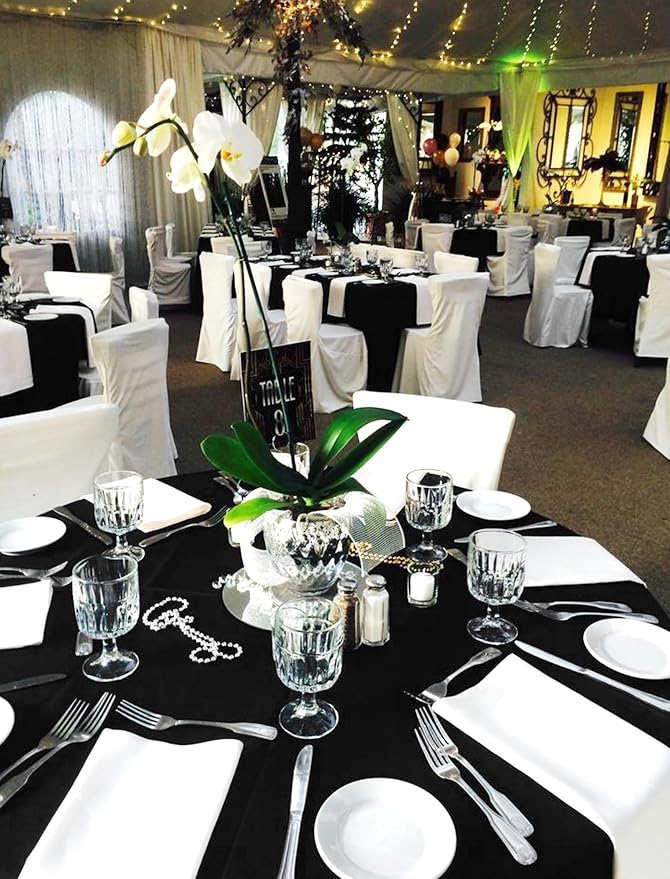 fani 8 Packs Black Round Tablecloth - 90 Inch, Premium Polyester Table Cloth for Round Tables, Washable Fabric Table Covers for Wedding, Party, Banquet, Dining Tables and Camping