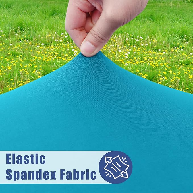 Moosfor Spandex 4 Foot Rectangle Table Cloth 4 Pack, Elastic Fitted Tablecloths for Picnic, Stretch Washable Patio Table Cover for Outdoor, Camping, Banquet and Parties (Turquoise, 30"x48")