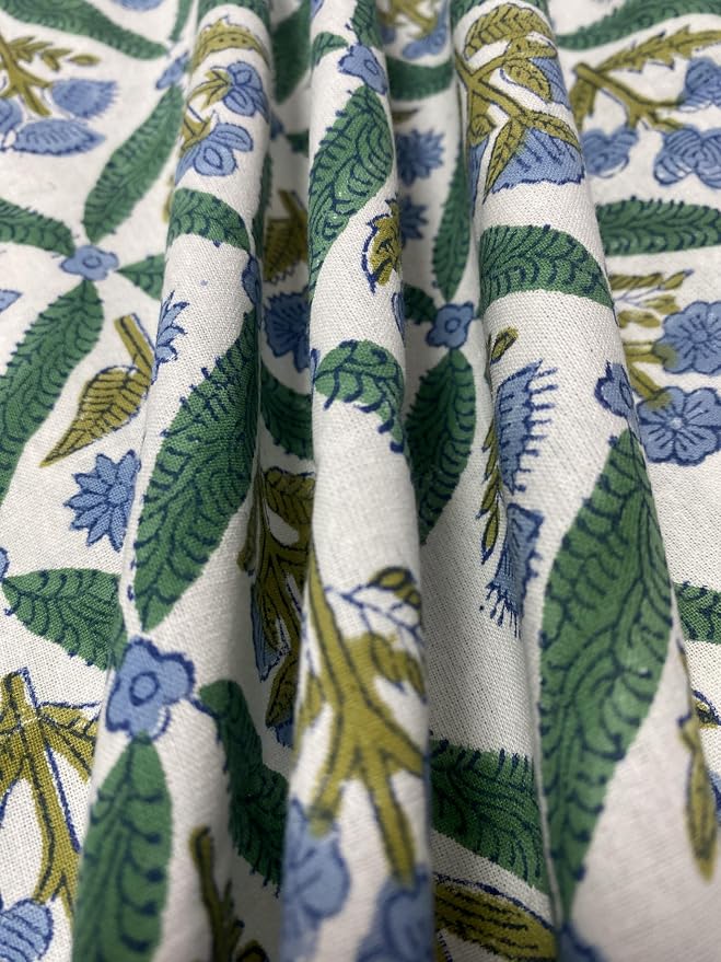 Ridhi Round Tablecloth Hand Block Print 100% Cotton Reusable Sea Green 110 Inch Table Cover Decorative Everyday Use for Dining, Home, Party, Wedding, Farmhouse, Party Gift for Spring, Mother's Day
