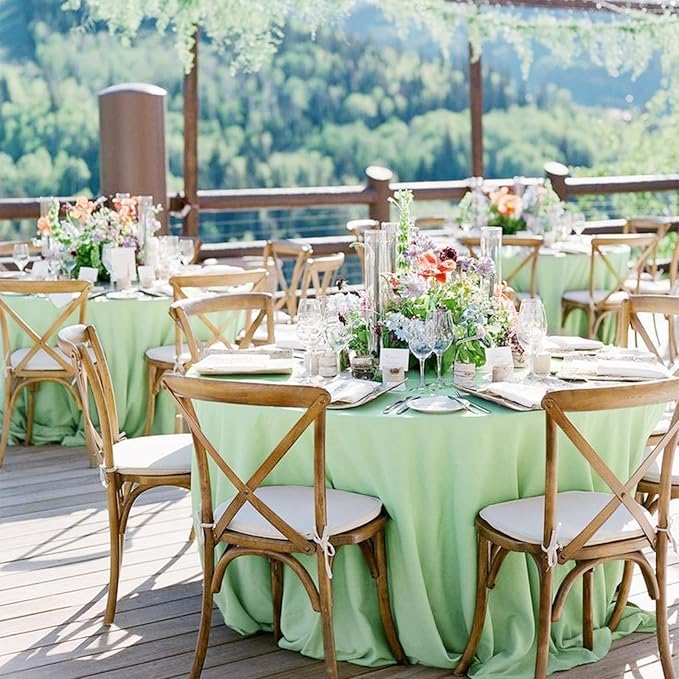 10 Pack Sage Green Round Tablecloths 90 Inch, Polyester Round Table Cloth Circle Bulk Linen Washable Table Cloth Stain and Wrinkle Resistant Circle Table Cover for Wedding Party Dining Banquet