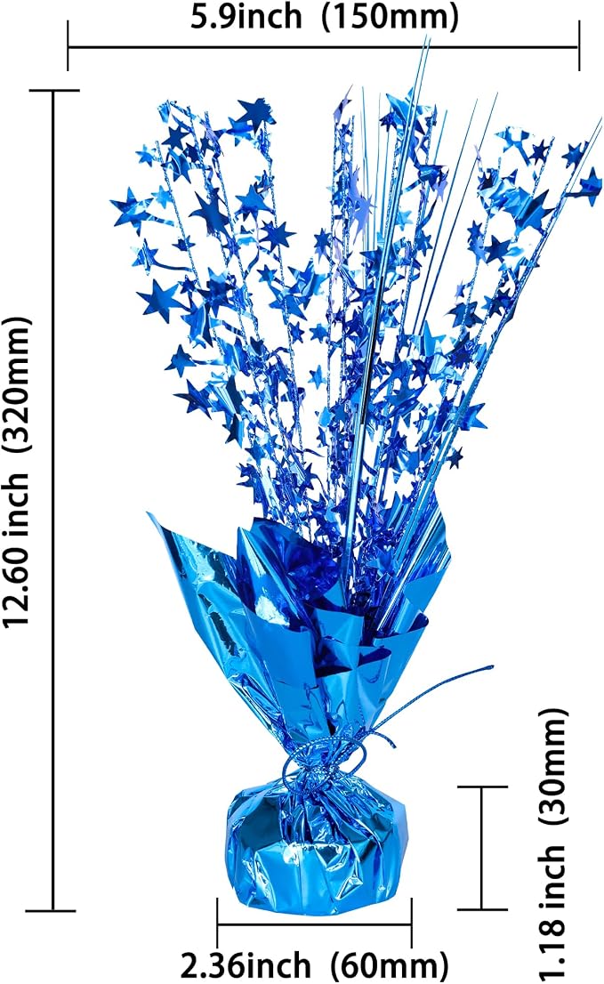 Gyufise 6 Pack Metallic Foil Spray Centerpiece Star Table Decoration Burst Table Centerpieces Table Decor for Birthday Wedding Anniversary Graduation Holiday Party Supplies Blue