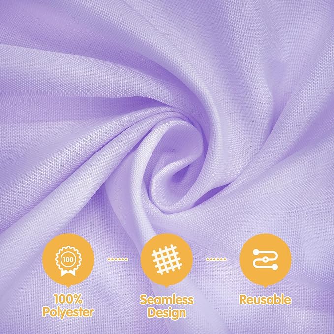 BRILLMAX 6 Pack Lavender Round Tablecloths 132 Inch for 72” Tables - 150 GSM Polyester Fabric, Floor Length Drop, Water, Stain & Wrinkle Resistant Cloth Cover for Wedding Reception Banquet Dining