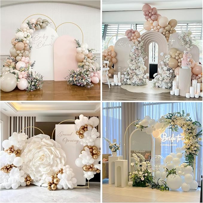 Babenest Gold Arch Backdrop Stand Set of 2, Metal Arch Wedding Stand, Balloon Arch Frame for Ceremony Birthday Party Bridal Baby Shower Banquet Halloween Decoration(7.2FT 8FT)