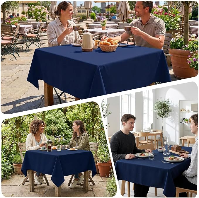 8 Pack Navy Blue Square Tablecloth 54x54 Inch Table Cloth for Square Tables, Wrinkle Resistant Washable Polyester Fabric for Dining Banquet Wedding Party