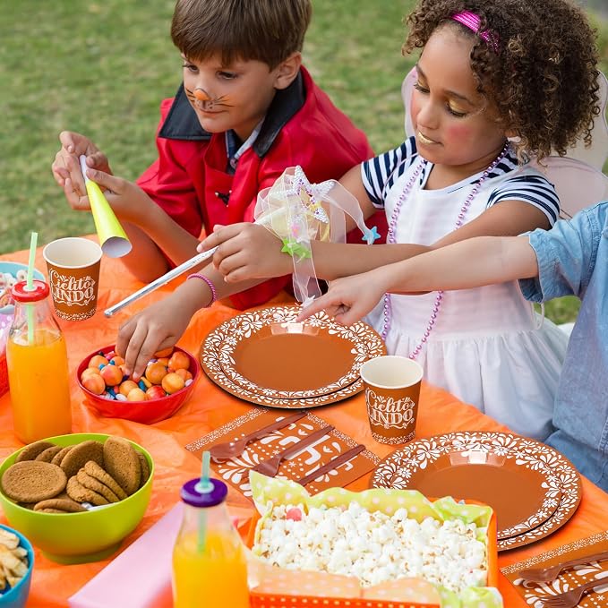 400 Pcs Cielito Lindo Party Decoration for 50, Terracotta Cielito Lindo Paper Plates Napkins Cups Cutlery Mexican Disposable Tableware for Cinco De Mayo Fiesta Baby Shower Birthday Supply
