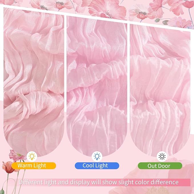 4 Pack Light Pink Cheesecloth Table Runner 17 x 108 inch Boho Gauze Table Runner Rustic Sheer Cheese Cloth Table Decorations for Wedding Party Baby Bridal Shower Birthday Holiday Home