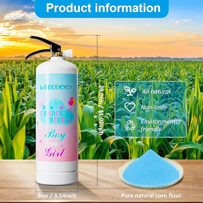 Giant Gender Reveal Fire Extinguisher: 2 Packs Gender Reveal Ideas Only for Baby Boy with 100% Biodegragable for Gender Reveal Decorations - 20+ Feet (Blue)