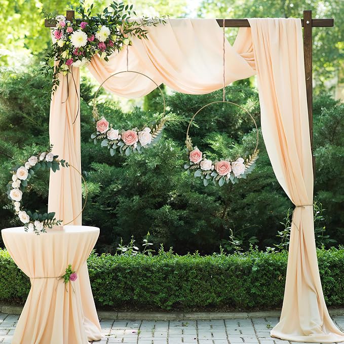 OurWarm 12Pcs 12 Inch Floral Hoop Centerpiece with Stand for Table, Metal Center Pieces with Wood Base Gold Circle Centerpieces for Wedding Reception, DIY Table Centerpieces, Wall Hanging Crafts