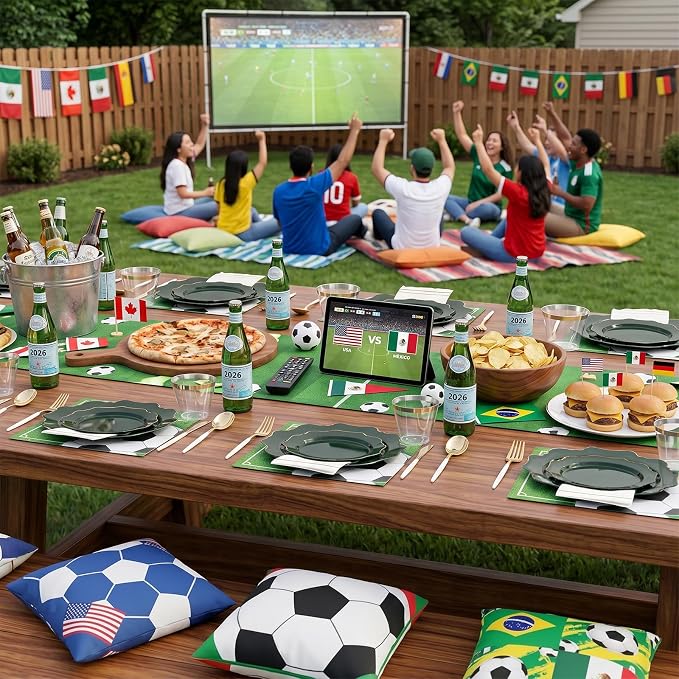 WDF 175Pcs Green Plastic Plates - Green Plates Disposable with Gold Rim - Christmas Plastic Plate - Fancy Disposable Dinnerware Sets 25 Guests Ideal for Party/Wedding/Birthday/2026 FIFA World Cup