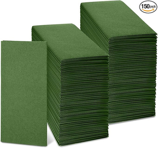 Jeyiour 150 Pcs Olive Green Dinner Napkins Boho Disposable Guest Towels 16 x 16 Inch Paper Hand Towels for Bathroom Decorative Wedding Napkins for Bridal Baby Shower Kitchen Party Event