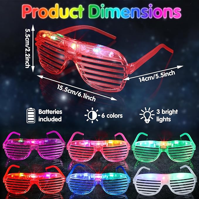 Honoson 96 Pack Glow in the Dark Party Supplies, Light up Glasses LED Bracelets, Neon Favor Flashing Bulk Gift for Adult (Vibrant Color)