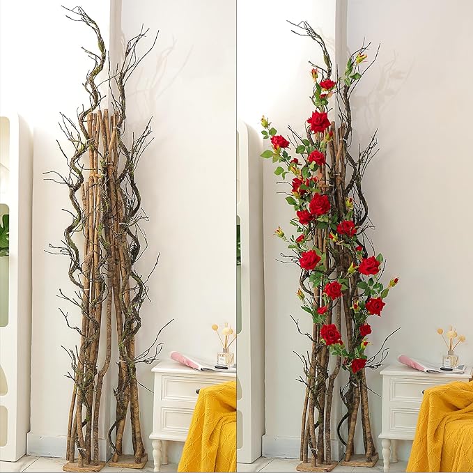 71inch Twisting Artificial Greenery Grapevine Garland Faux Woody Tree Branches Plants Twigs Stems Trunk Moss for Arch Fireplace Wall Hanging Garden Halloween Jungle Theme Reptile Decoration