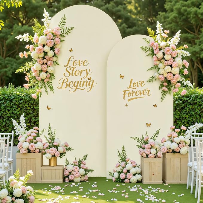 Beige and Sage Green Arch Backdrop Cover Set of 2-7.2 and 6ft Spandex Wedding Arch Covers Stretchy Backdrop for Baby Shower Bridal Shower Birthday Party Photo Balloon Arch Stand Cover