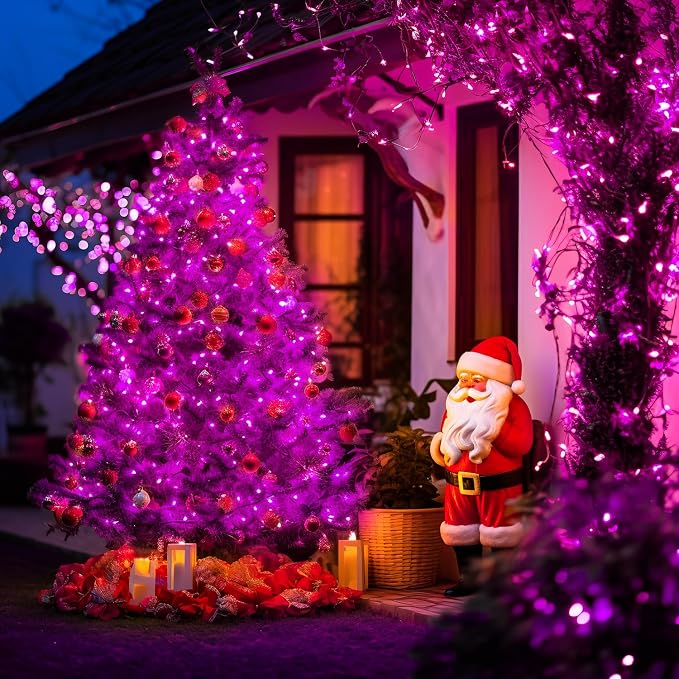 JMEXSUSS 250 LED Orange and Purple Christmas String Lights Indoor Outdoor Waterproof for Garden Patio Party Halloween Christmas Decorations (Pack of 2)