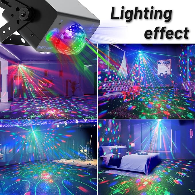 Party Lights Dj Disco Light Disco Ball Light LED Stage Strobe Lights Projector Sound Activated with Remote Control for Parties Club Bar Holiday Christmas Dance Gift Birthday Xmas Home Décor