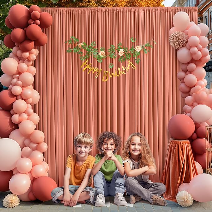 4 Panels Rust Backdrop Curtain for Parties Wedding Wrinkle Free Red Photo Curtains Backdrop Drapes Fabric Decoration for Birthday Party Baby Shower Christmas 20ft(W) x 10ft(H)