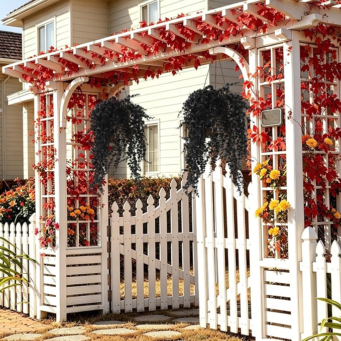 RECUTMS Black Artificial Hanging Gothic Plant 31.5" Fake Fall Greenery Vine | 3Pcs Artificial Greenery for Outdoors,UV Resistant Faux Ivy,Plastic Plants for Indoor Outdoor Halloween Garden Decoration