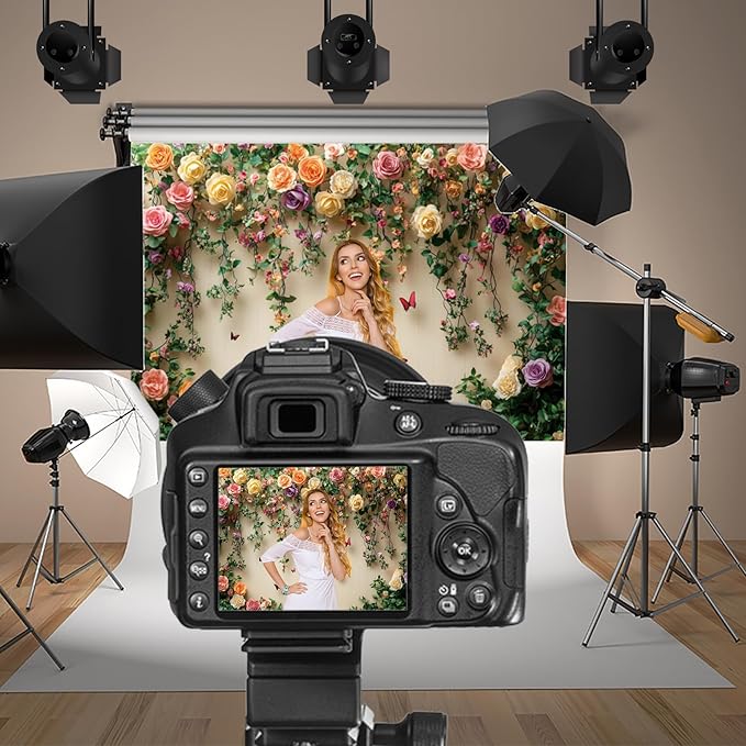 Baocicco 7x5ft Flowers Wall Photography Background Butterfly Spring Floral Botanical Banner Backdrop Vintage Wedding Birthday Backdrop Decorations Girls Party Table Cake Decoration Photo Props