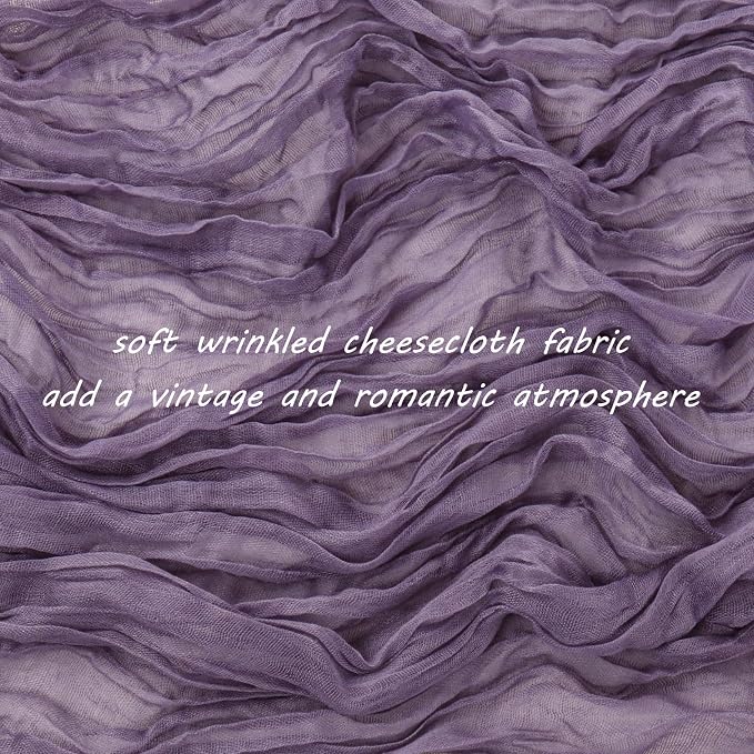 Fivenl 12 Pack Grape Cheesecloth Boho Gauze Table Runner 35x72 Inch Rustic Elegant Long Table Runner Wedding Bridal Shower Birthday Party Table Decor