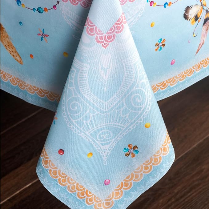 Maison d' Hermine Table Cloth Rectangle Table 100% Cotton 60 x 120 Inches Tablecloth Reusable Decorative for Dining Kitchen Room Farmhouse Party Home Hotel Restaurant Spring Summer - Ibiza - Blue