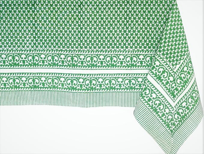 ATOSII Cotton Tablecloth Queen Green 72" X 108" Inches