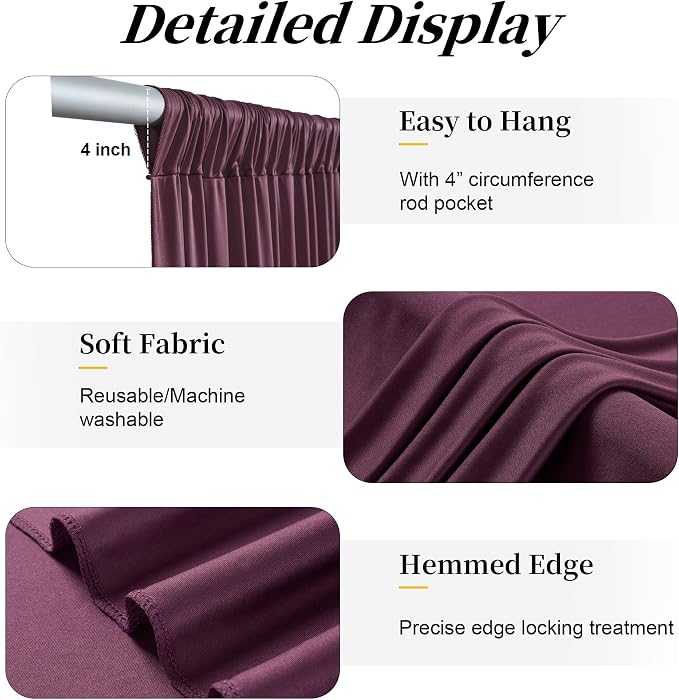 20ft x 12ft Burgundy Backdrop Curtains for Parties, Wrinkle Free 4 Panels Photo Backdrop Drapes Back Drop Cloth for Wedding Birthday Photography Background Decor