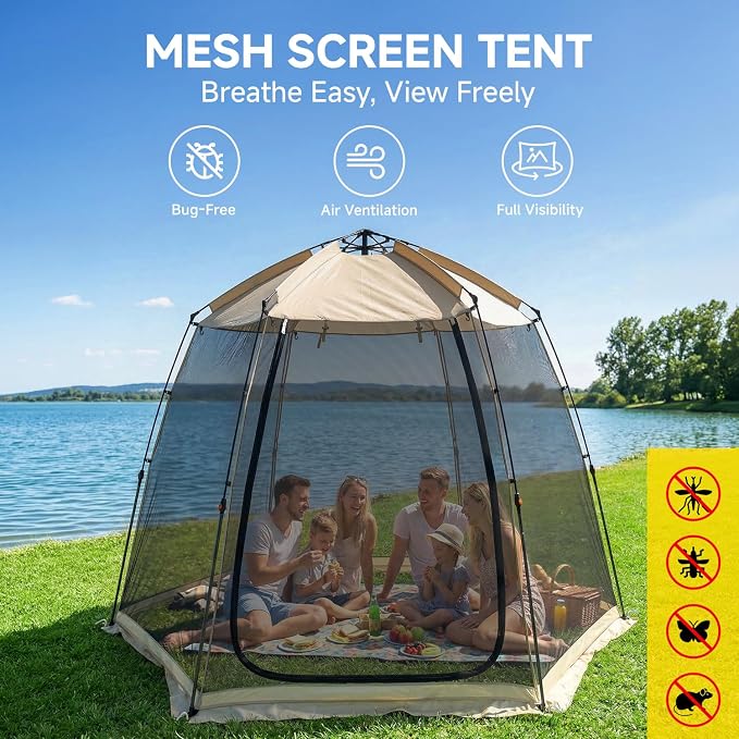 Alvantor® Screen House Gazebo, Pop Up Screen Tent, Instant Screen Room with Carry Bag, Outdoor Mosquito Tent Camping, Sun Shade Shelter for Patio, Garden, Backyard, Deck