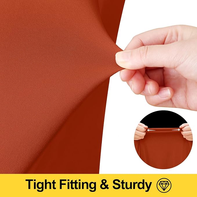 Smiry Spandex Tablecloth 2 Pack, Elastic Fitted Stretch Tablecloth for 6FT Rectangle Tables, Waterproof Washable Table Cover Skirt for Outdoor, Wedding, Banquet & Parties (Rust, 72Lx30Wx30H Inch)