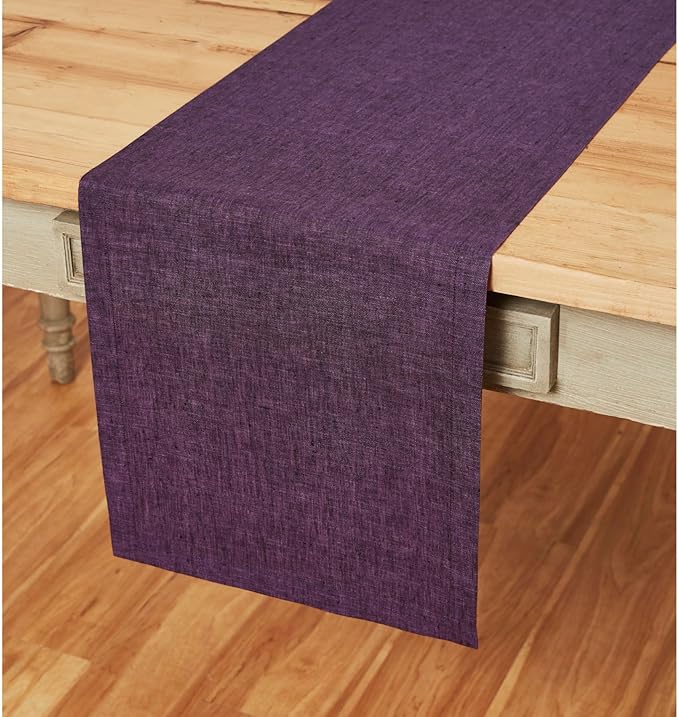 Solino Home Linen Grape Table Runner 108 Inches Long - Athena, 100% Pure Linen Dining Table Runner 14 x 108 Inch for Mothers Day, Spring, Summer
