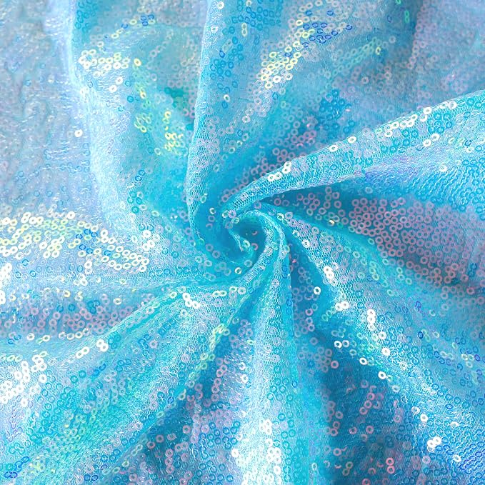 Sugargirl Mermaid Blue Sequin Backdrop Curtain 6 Panels 2FTx8FT Glitter Mermaid Blue Background Drapes Sparkle Photography Backdrop for Party Wedding Birthday Wall Decoration