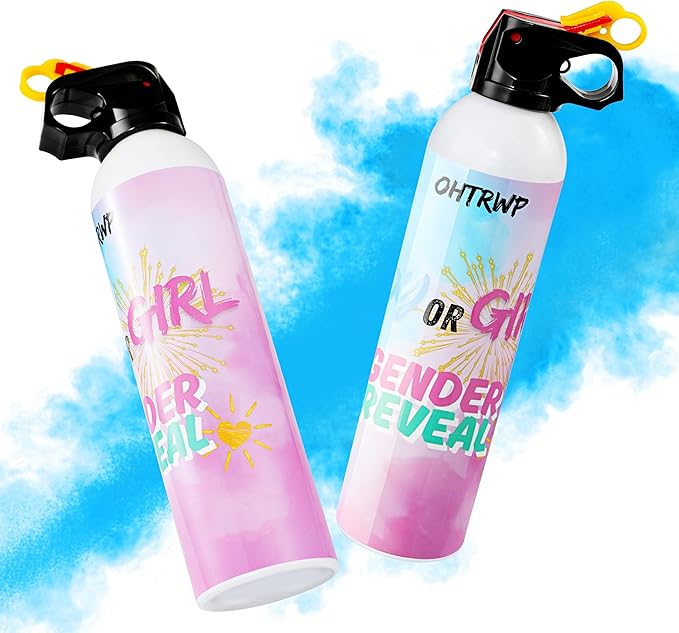 Gender Reveal Fire Extinguisher Color Blasters: 2 Pcs Blue Blaster Only for Baby Boy with Pink Smoke, Confetti Power Cannon for Gender Reveal Party