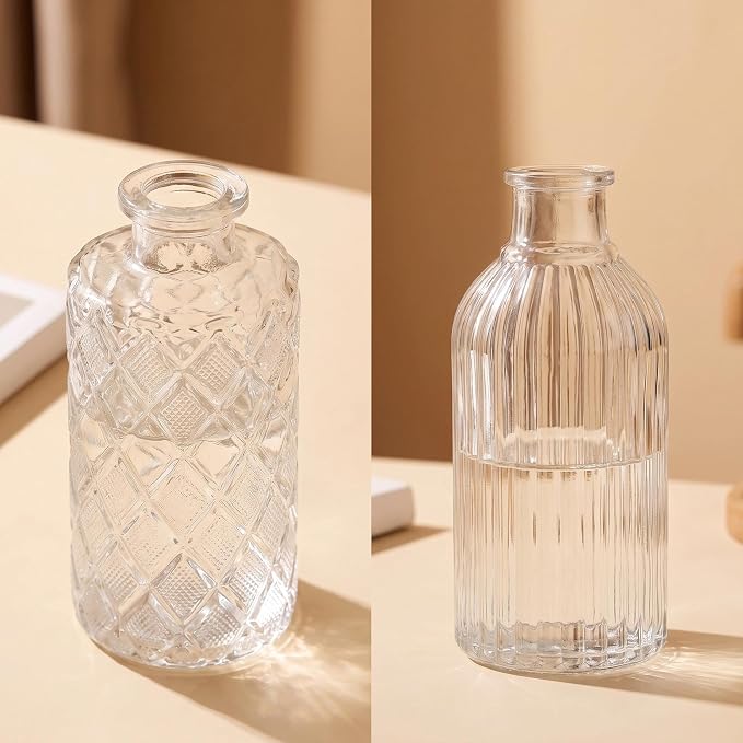 Mini Bud Vases Centerpieces for Tables,Clear Bud Vases for Flowers,Small Flower Vases Suitable for Birthday Party,Anniversary,Wedding Reception,Baby Shower (Clear, 12PCS)