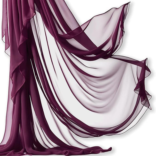 Barcelonetta | Chiffon Fabric | Decoration, Drapery Fabric | Wedding, Gender Reveal, Baby Shower, Birthday | for Arbor, Arch, Canopy, Table and Chair Decoration (Burgundy, 10 Yards)